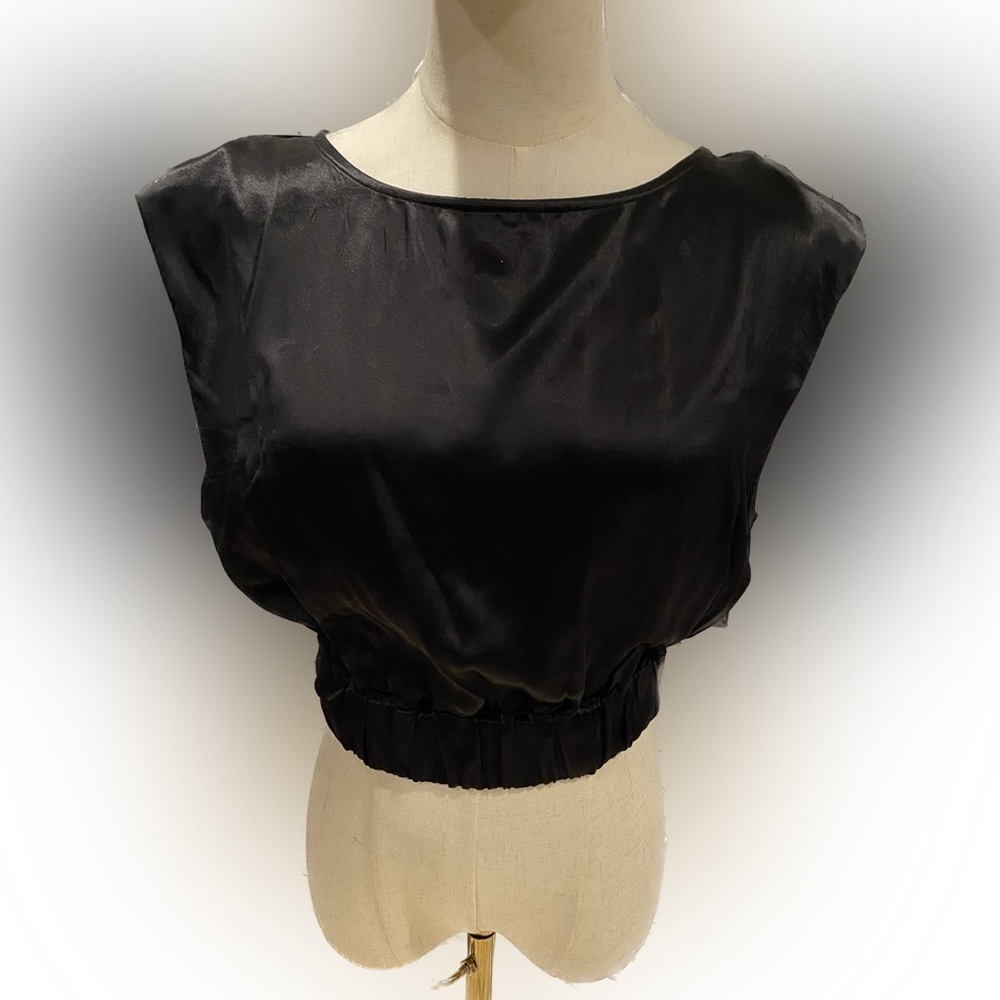 Serra by Joie Rucker Pixi Satin High-Neck Crop Top